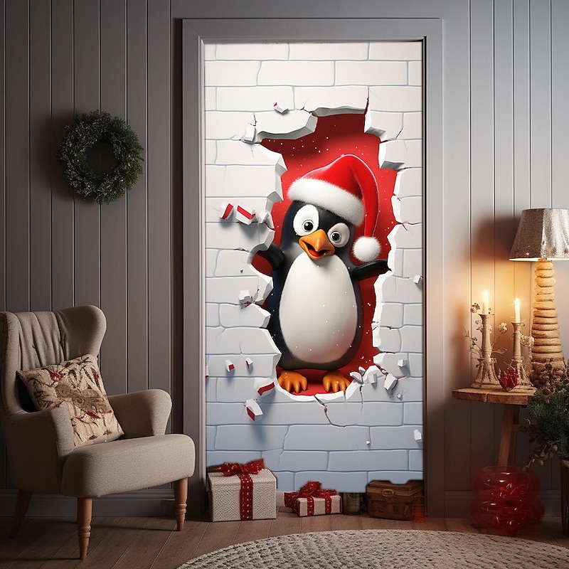 Christmas Door Decorations Pigeon Door Covers Door Tapestry Door Curtain Decoration Xmas Backdrop Door Banner for Front Door Holiday Party Decor Supplies3