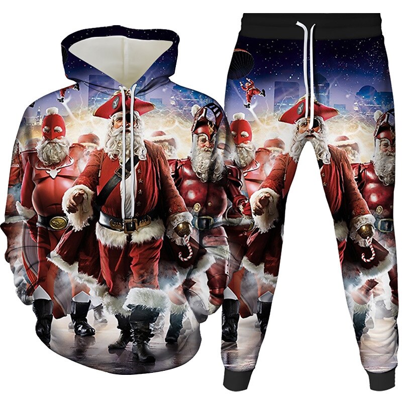 Christmas Santa Claus Outfits Hoodie Tracksuit Anime 3D Graphic For Couple's Men's Women's Adults' Christmas Carnival Masquerade Hot Stamping Party Festival2