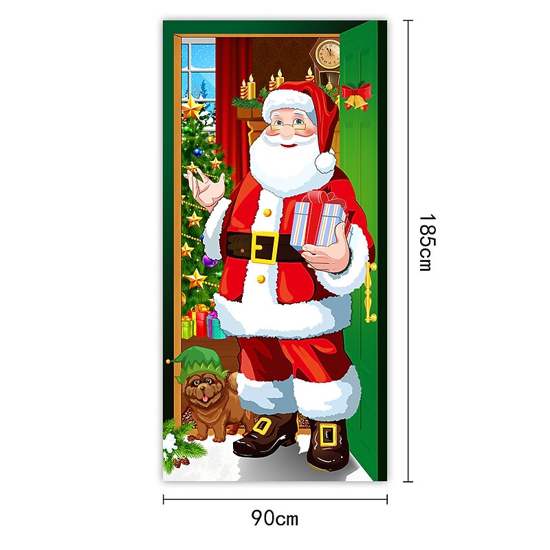 Christmas 3D Stickers Waterproof Door Stickers Xmas Door Mural Peel Self Adhesive Wallpaper PVC Sticker Removable Wall Decal for Home Office Decoration4