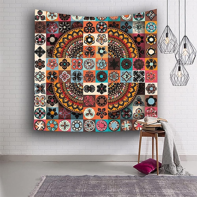 Mandala Bohemian Mosaic Wall Tapestry Art Decor Blanket Curtain Hanging Home Bedroom Living Room Dorm Decoration Boho Hippie Psychedelic Floral Flower Lotus Indian4