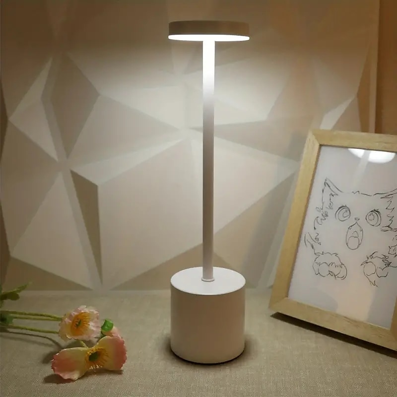 LED Metal Touch 3-Color Rechargeable Cordless Desk Lamp Bedroom bedside Lamp Minimalist Modern Atmosphere Desk Lamp USB Charging3