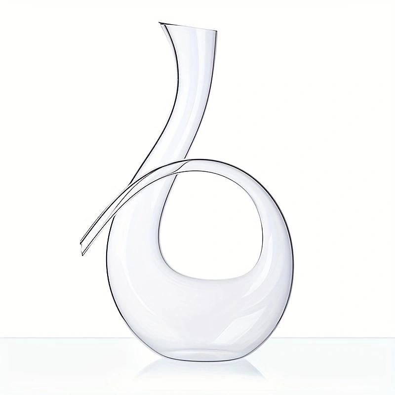 1pc, Handmade Crystal Red Wine Decanter - 46 Oz Lead-Free Glass Carafe and Purifier for Home Bar - Unique 6 Shaped Design - Perfect for Meetings and Special Occasions3