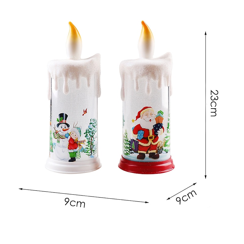 Christmas Flameless Candle LED Pillar Candles Xmas Candlesticks Lamp with Santa Decal for Christmas Party Home Decoration.4