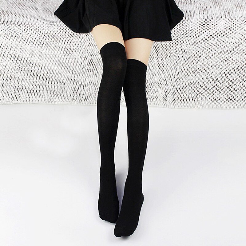 3 Pairs Women's Stockings Daily Solid Color Simple Classic Elastic Stockings2