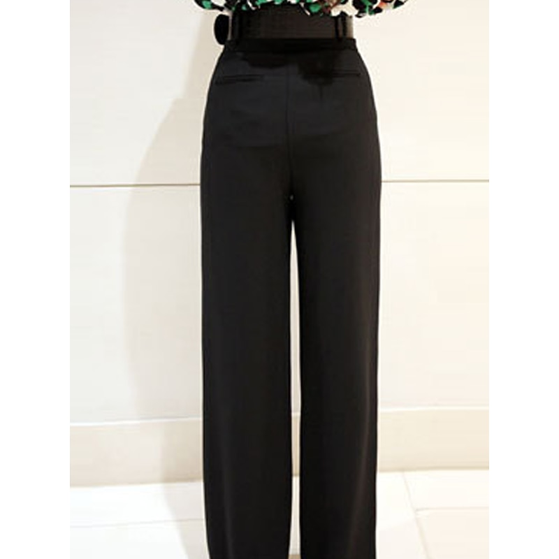 Women's Dress Work Pants Wide Leg Pants Trousers Full Length Fashion Streetwear Daily Black S M Fall Winter2