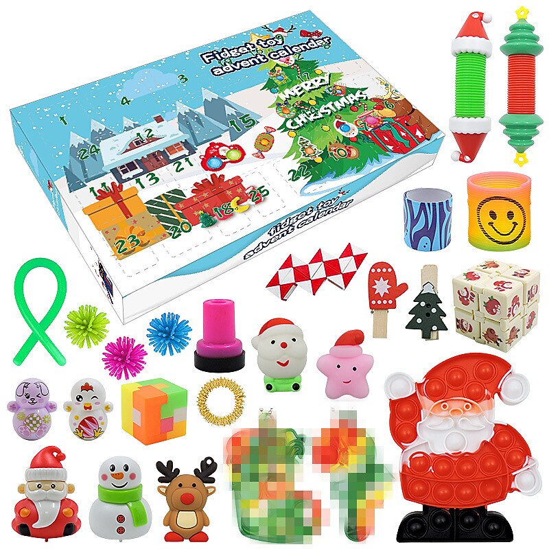 Christmas Advent Calendar Blind Box,Christmas Blind Box Children's Party Gift Decompression DIY Hand Tear Countdown Calendar Blind Box Christmas Toys for Christmas Gifts