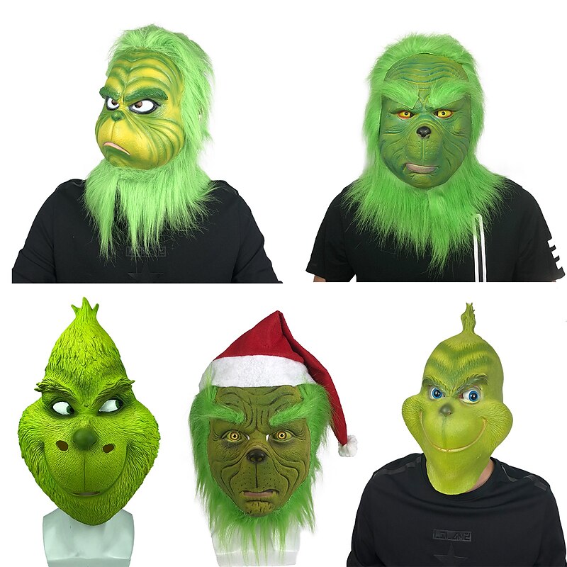 Christmas Thief Greenhaired Monster Green Plush Doll  Mask Christmas Monster Movie Surrounding Green Plush Doll  Headgear