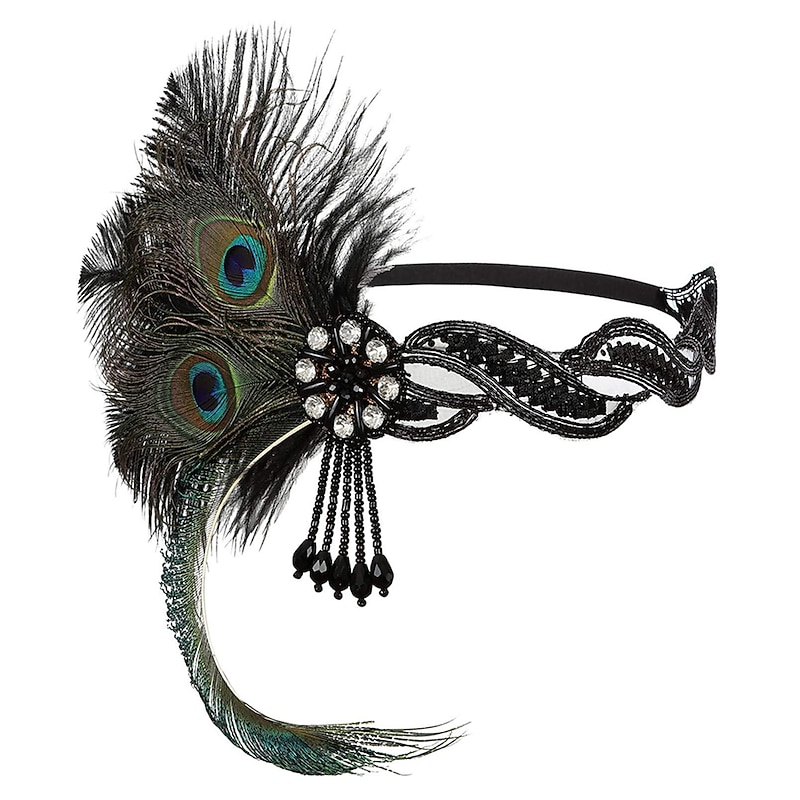 1920s Accessories Set for Women Flapper Accessory Great Gatsby Costume Headband Flapper Necklace 20s Gloves3