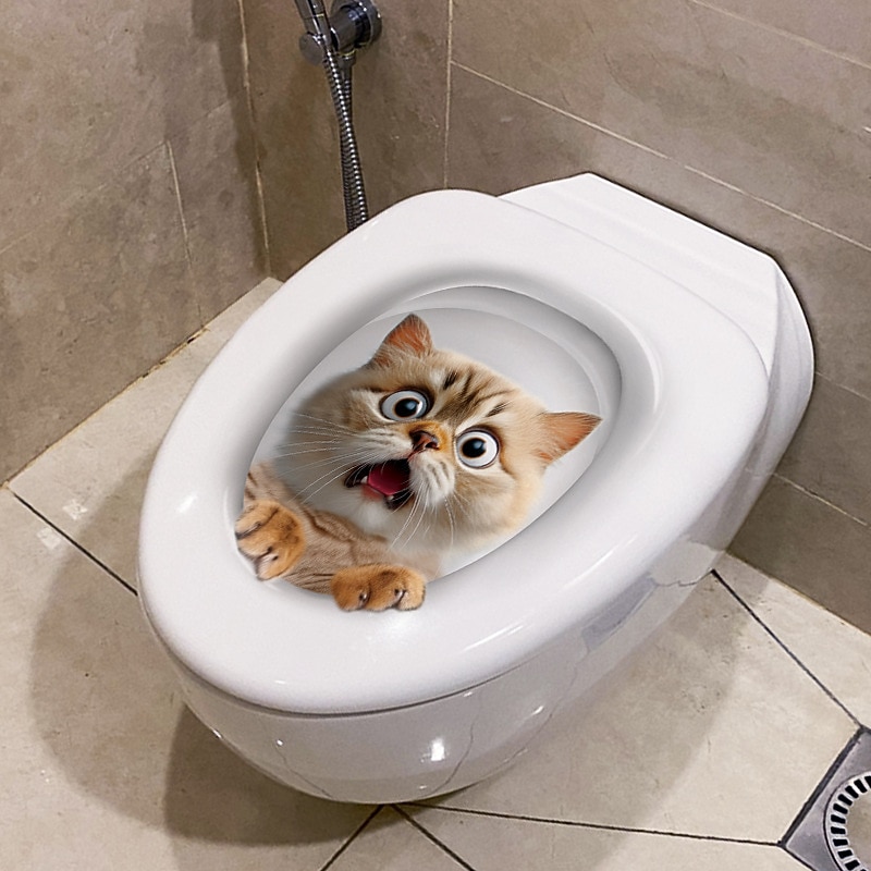 Wall Mural 3D Wall Art cat Wall Poster Toilet Stickers 3D cat Wall Stickers cat Decals cat Stickers cat Toilet Girls Bedroom Toilet Decor cat Wall Decals Notebook Poster3