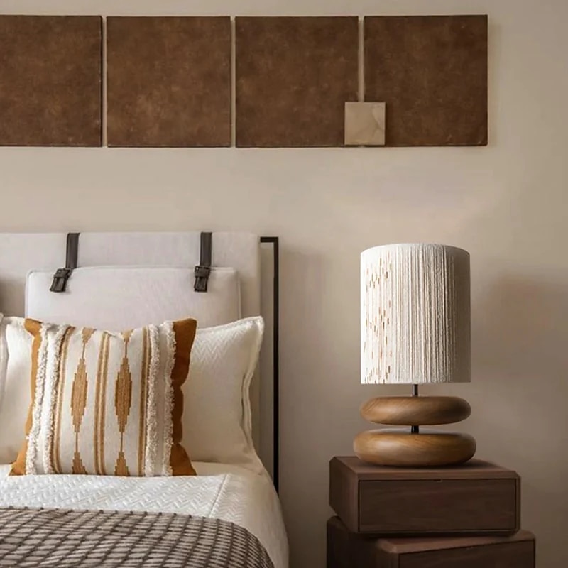 Table Lamp Wood Bedside Table Lamp Modern Minimalist Bedside Table Lamp Bedroom Living Room Study Bedside Lamp Decorative Small Table Lamp 110-240V4