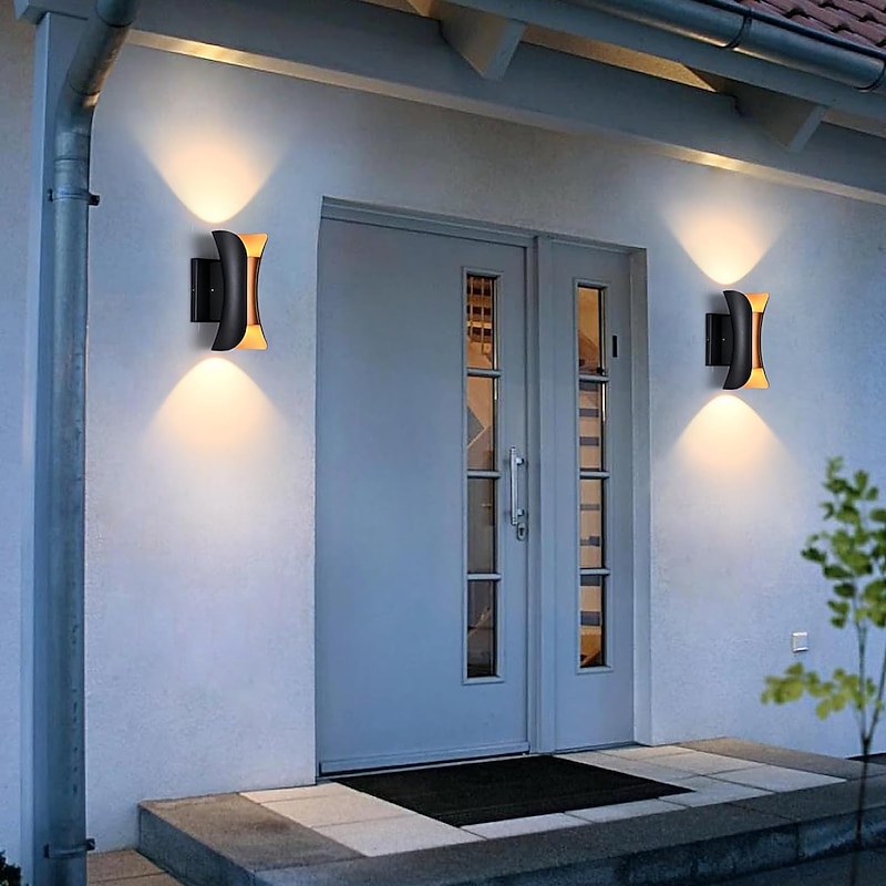 LED Outdoors Wall Lamp 6W 10W 20W 30W Up/Down Lighting Indoor Double-Head Curved Waterproof IP65 Wall Lamp Modern Bedroom Lamp Warm White Light AC85-265V4