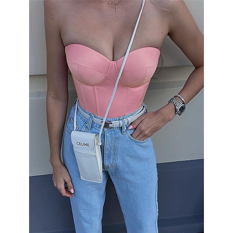 Women's Shapewear Pure Color Corsets Street Date Going out Breathable Bandeau Sleeveless Backless Summer Spring Home Outfits 9