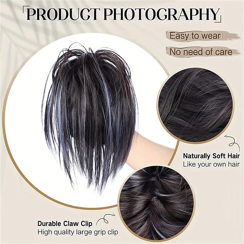 Y2K Messy Bun Hair Piece Claw Clip In Hair Bun Synthetic Wavy Curly Chignon Hair Bun For Women Extensions Tousled Updo Hair Buns Claw Clip Ponytail Hairpieces Hair Scrunchie With Clip For Daily Use2