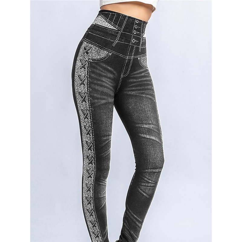 Women's Cozy Leggings High Waist Floral Fashion Comfy Butt Lift Soft High Elasticity Athletic Athleisure Black Blue Summer Spring Fall Skinny2