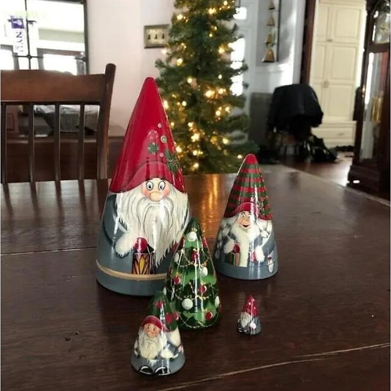 Christmas Handmade Scandinavian Gnome Wooden Nesting Dolls, Adorable Stocking Stuffers for Kids, Festive Xmas Decorations for Holiday Cheer2