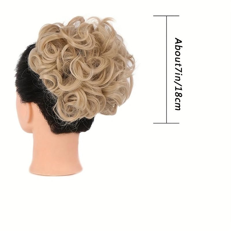 Bride Messy Big Hair Bun, Synthetic Curly Chignon With Comb Clips In, Hair Tail Updo Cover Ponytail Extension Natural Fake Hair4