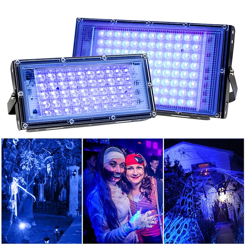 LED UV Floodlight 395nm/365nm Waterproof Stage Lamp Black Light- 110V/220V Party Light with US/EU Plug 1/2pcs3