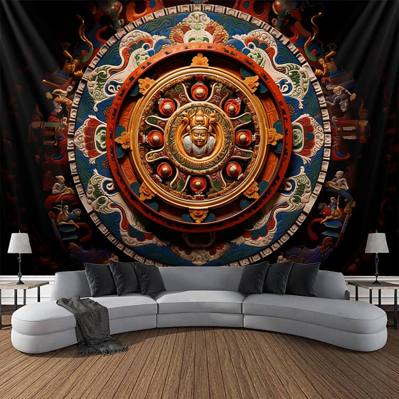 Indian Mandala Hanging Tapestry Wall Art Large Tapestry Mural Decor Photograph Backdrop Blanket Curtain Home Bedroom Living Room Decoration2