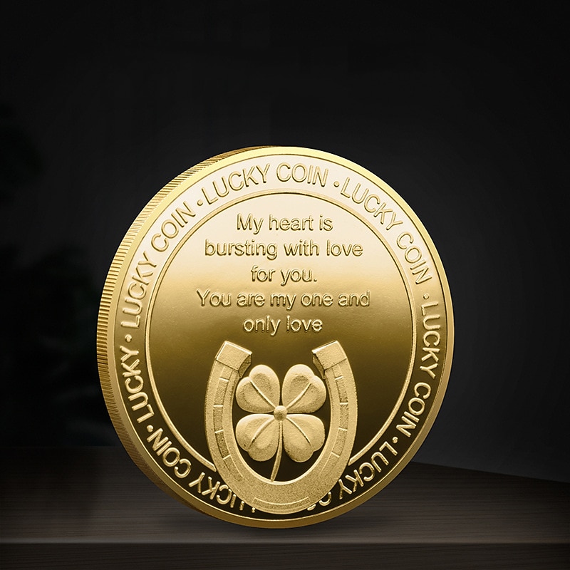 2 Pcs Russian Birthday Commemorative Happiness Silver Plated Gold Plated Commemorative Coin Heart shaped Relief Mother's Day Coin Gift Box Collection3