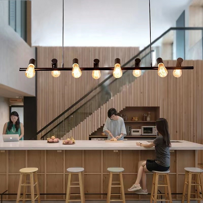 LED Pendant Light Line Design 100/120cm Metal Artistic Style Modern Chandelier Modern Simple Nordic Minimalist Light Luxury Restaurant Long Bar Table Dining Room 110-120V 220-240V