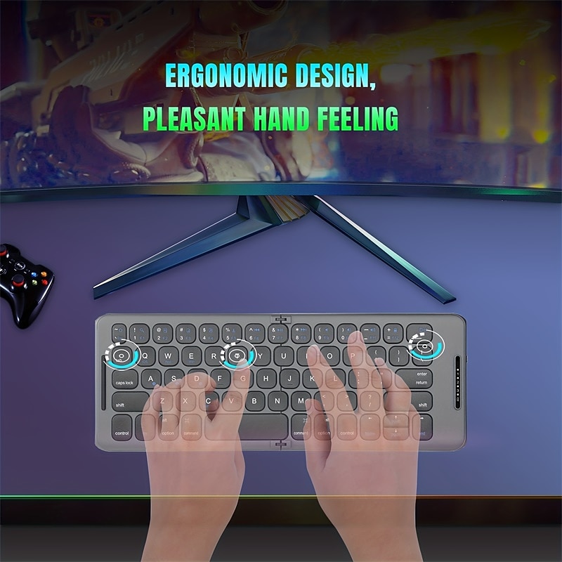 Wireless BT Folding Keyboard Computer Office Quiet Ultra-thin Portable Keyboard Three Systems Free Switching TYPE-C Charging4