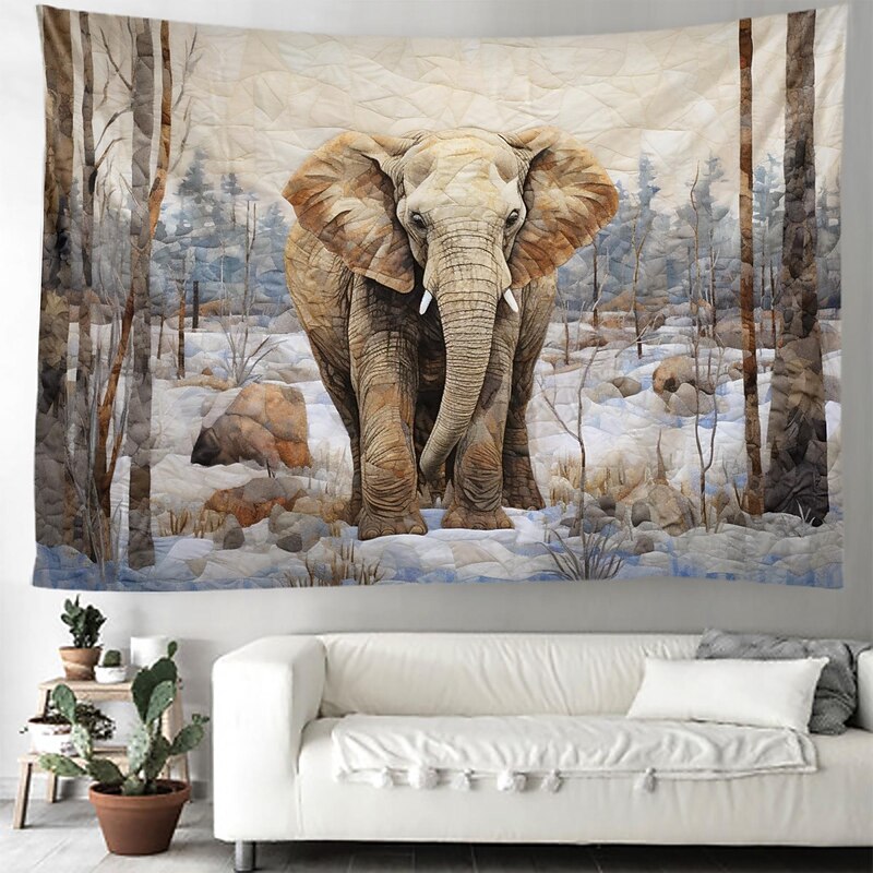 Elephant Painting Hanging Tapestry Wall Art Large Tapestry Mural Decor Photograph Backdrop Blanket Curtain Home Bedroom Living Room Decoration4