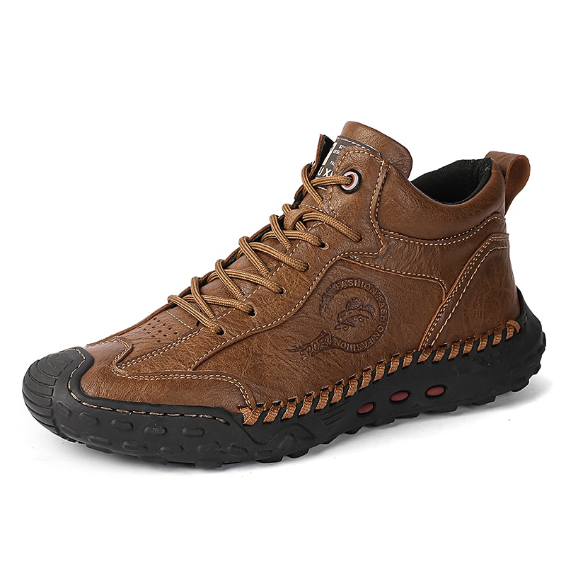 Men's Casual Leather Lace-Up Outdoor Boots with Durable Sole – Stylish and Comfortable for Hiking or Everyday Wear2