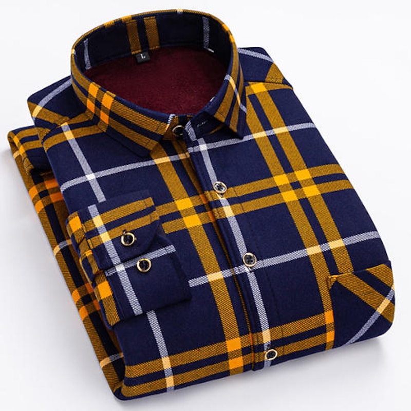Men's Dress Shirt Flannel Shirt Plaid Shirt Collared Shirt Button Up Shirt Tartan Wedding Work Yellow Red Blue Green Long Sleeve Turndown Spring Fall & Winter Clothing Apparel Color Block4