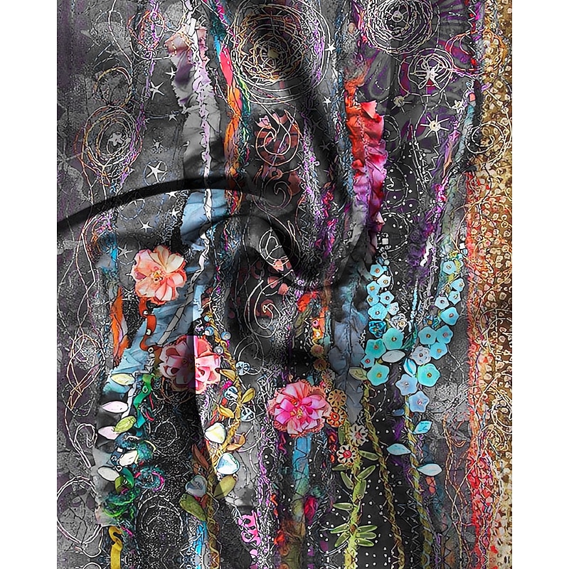 Women's Shirt Long Sleeve Button Down Blouse Basic Floral Buttons Print Long Tops V Neck Casual Holiday Purple Spring Fall3