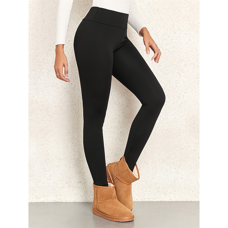 Women's Leggings Cozy Leggings Active Simple Full Length High Waist Plain High Cut Soft Comfortable Micro-elastic Outdoor Yoga Street Black Fall Winter Regular Fit4