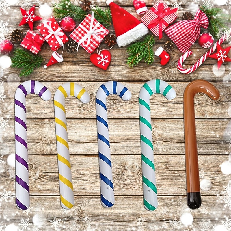 9PCS Inflatable Christmas Peppermint Candy Cane, Inflatable Cane, Ring Toy Christmas Entertainment Interactive Party Inflatable Toy3