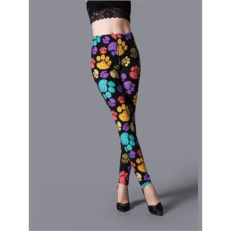 Women's Leggings Cozy Leggings Active Fashion Streetwear Ankle-Length High Waist Floral Animal Dot Printing High Cut Breathability Soft Comfortable Micro-elastic Outdoor Yoga Street dark brown Grey2