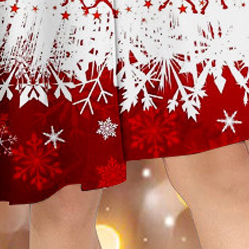 Christmas Girls' 3D Elk Snowflake Christmas Dress Dress Snowflake Dress Long Sleeve 3D Print Fall Winter Sports & Outdoor Daily Holiday Cute Casual Beautiful Kids 3-12 Years Casual Dress Swing Dress4