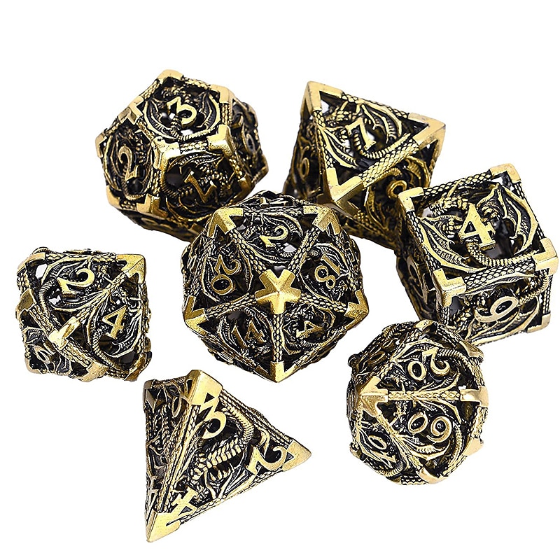Cthulhu Metal Hollow out Dragon Dice DND Dragon and Dungeon Running Group Board Game Multi sided Numbers