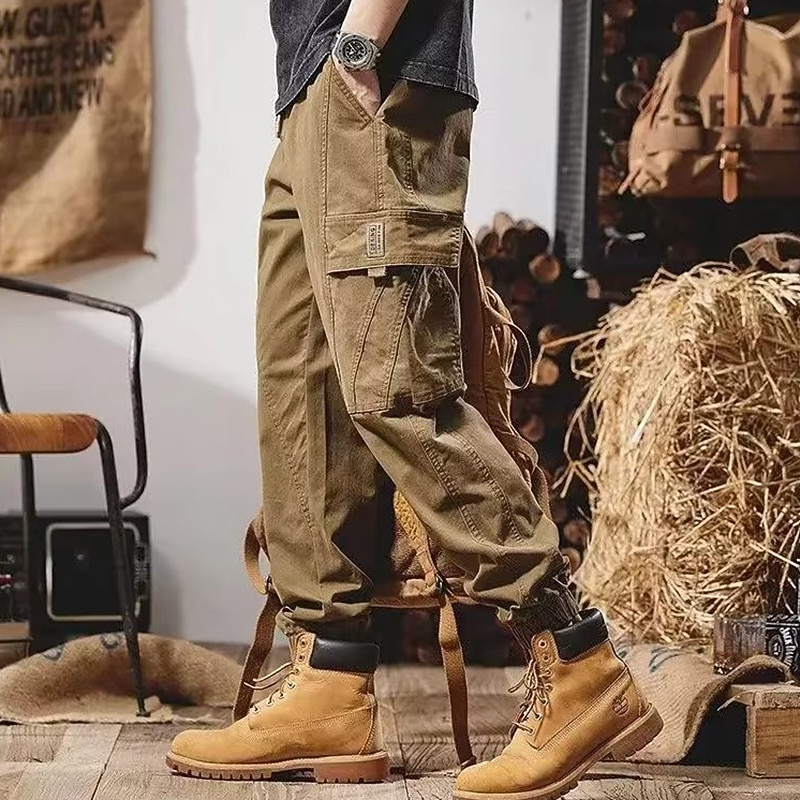 Men's Cargo Pants Cargo Trousers Techwear Pocket Drawstring Elastic Waist Plain Comfort Breathable Outdoor Daily Going out Fashion Casual Black Camel4