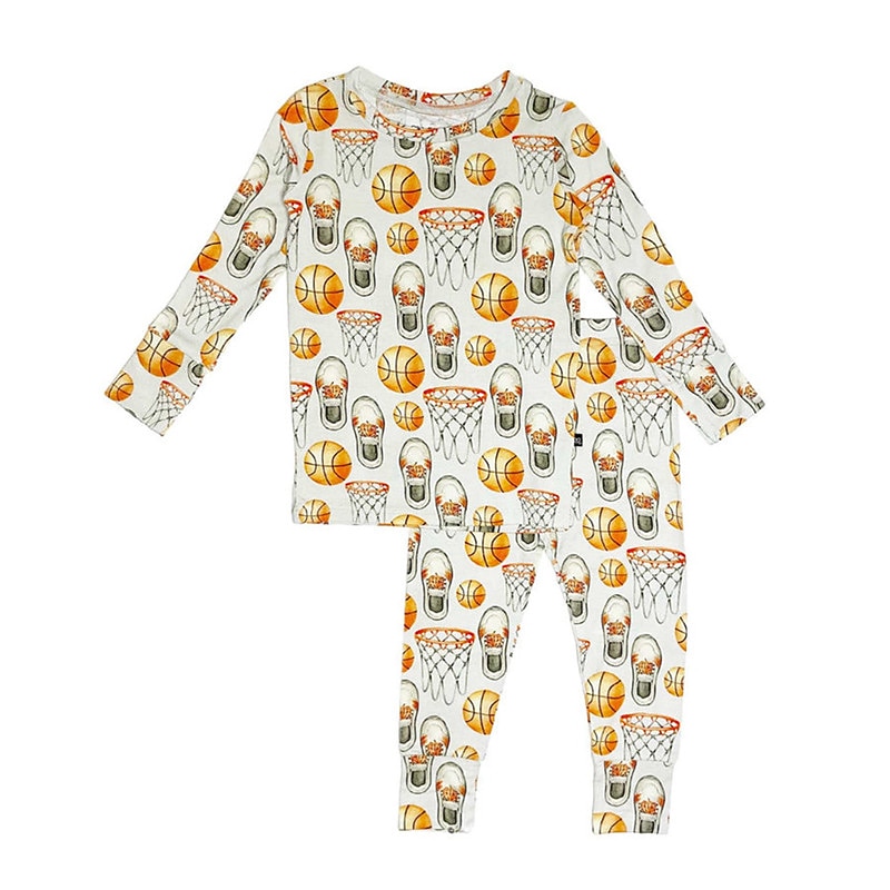 Boys 3D Letter Basketball Pajama Sets Long Sleeve 3D Print Fall Winter Active Cool Daily Kids 3-12 Years Crew Neck Home Causal Indoor Regular Fit3