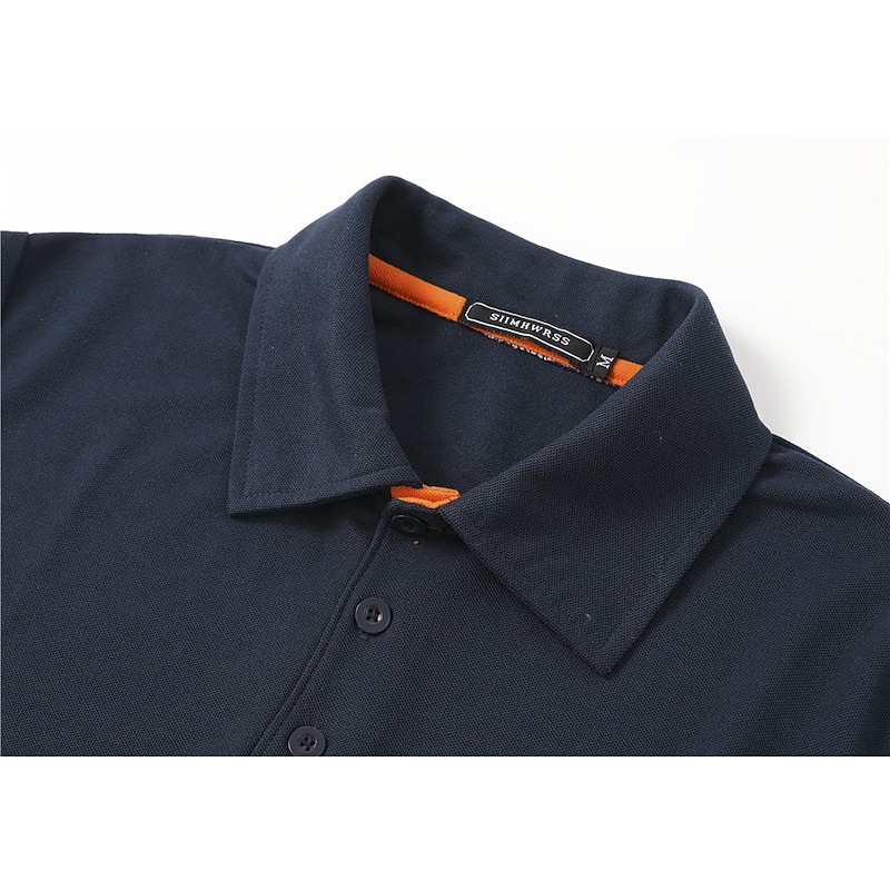 Men's Polo Shirt Golf Shirt Casual Holiday Lapel Classic Short Sleeve Fashion Basic Plain Button Summer Regular Fit Black Pink Wine Navy Blue Blue Orange Polo Shirt4