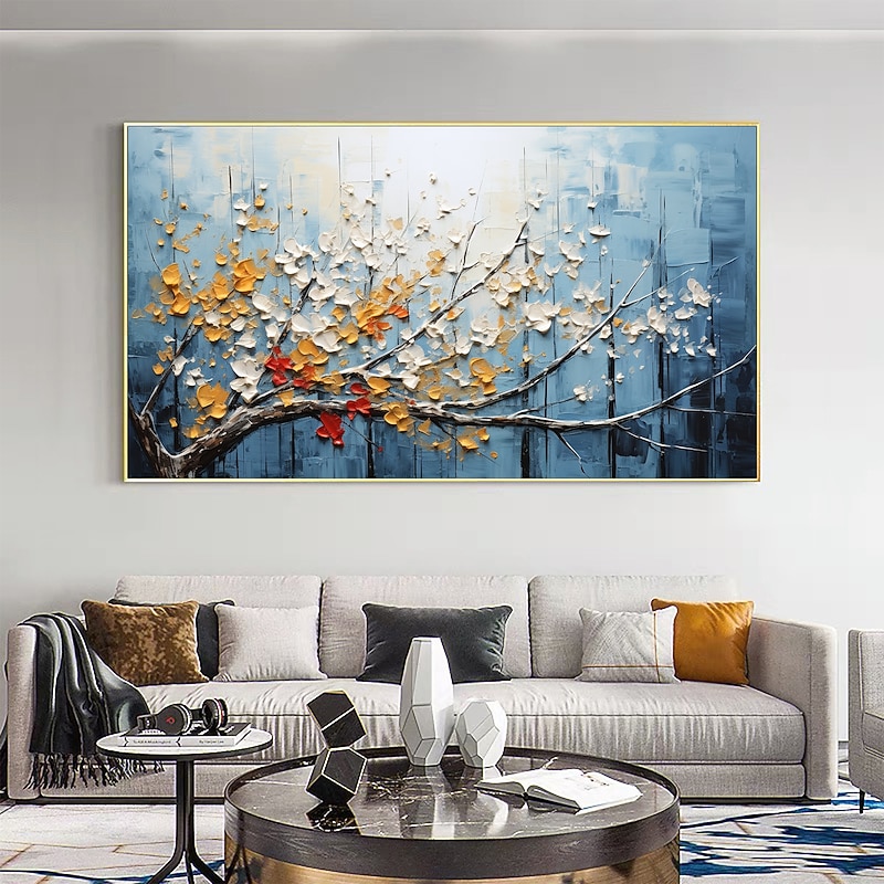 Handmade Oil Painting Canvas Wall Art Decor Original Flowering tree Home Decor With Stretched FrameWithout Inner Frame Painting4