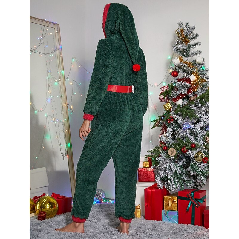 Santa Claus Elf Nightwear Christmas Pajamas Onesie Pajamas Women's Christmas Cosplay Costume Adults' Christmas Masquerade Christmas Party Onesie2