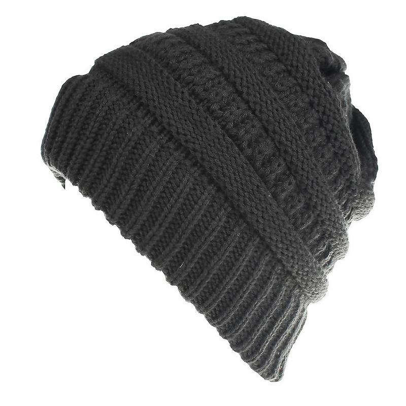 Women's Warm and Stylish with this Brimless Thermal High Bun Ponytail Winter Beanie Hat