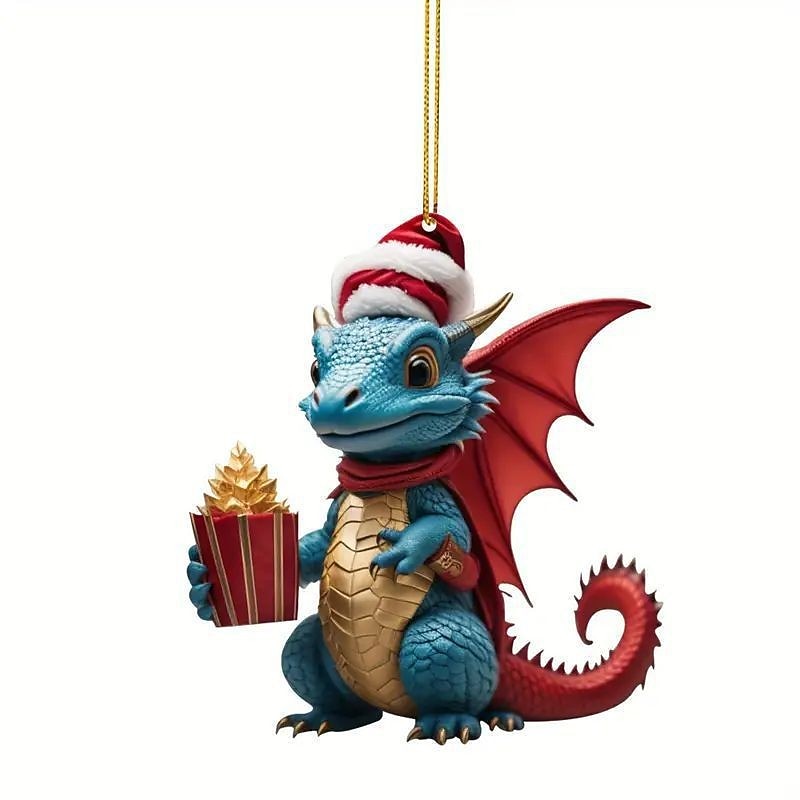 5pcs Christmas Tree Ornaments Dragon 2D Acrylic Hanging Decorations Cute Dragon Christmas Ornament 2024 New Dragon Crafts Hanging Ornament New Year Festive Party Supplies Room Hanging Decor4