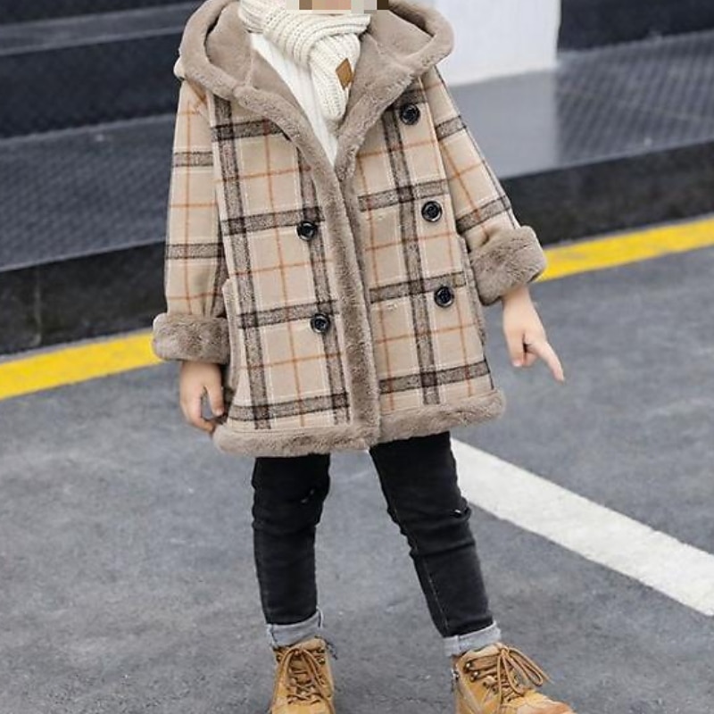 Kids Boys Trench Coat Outerwear Plaid Long Sleeve Coat School Cool Daily Blue Khaki Winter 7-13 Years3