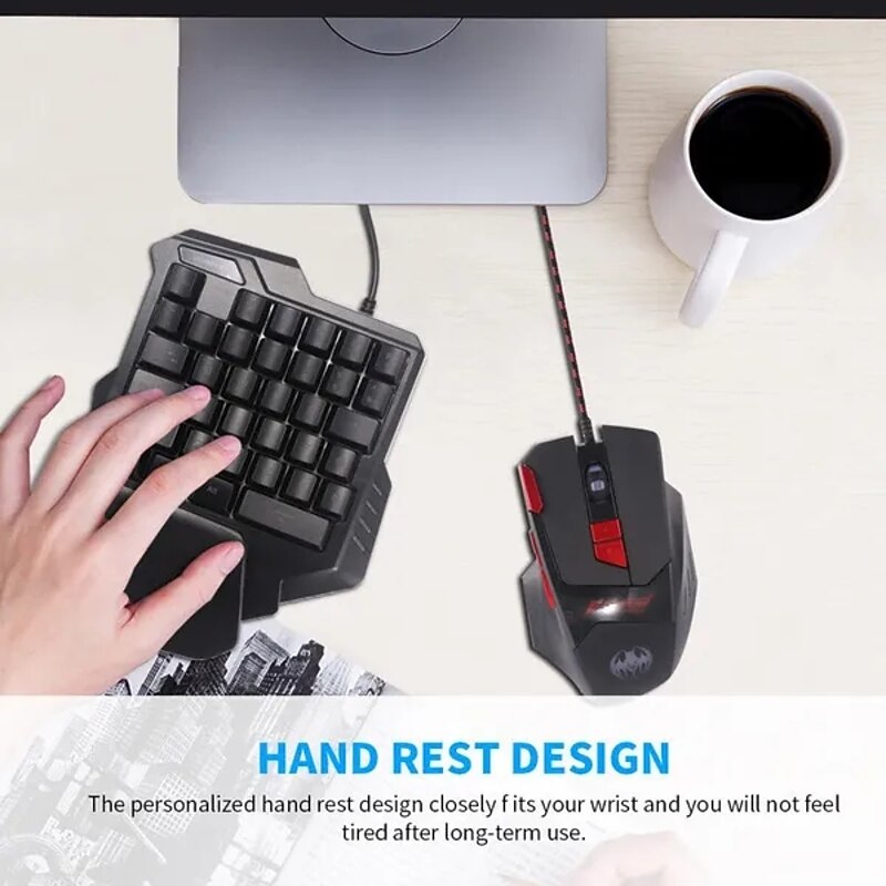 Mini Colorful RGB Backlit One-Handed Gaming Keyboard Game Comfortable Left Hand Game Keypad and Mouse for LOL CS PC PS4 Xbox Gamer4