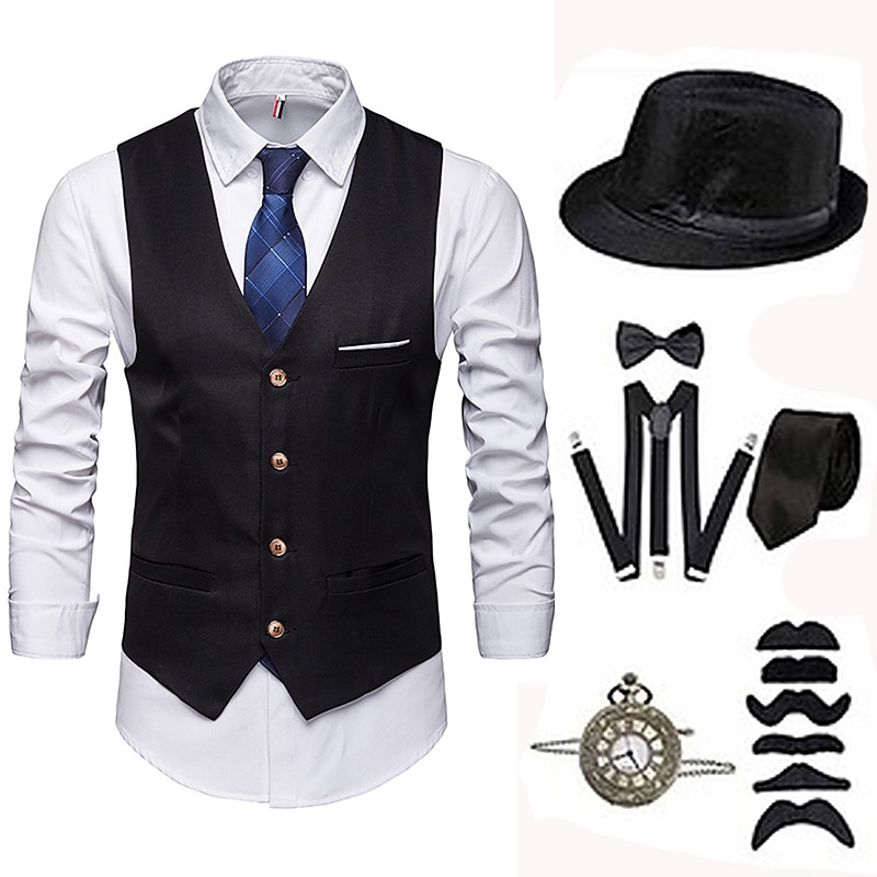 Retro Vintage 1920s Hat Outfits Party Costume Normal The Great Gatsby Gentleman Holiday Christmas Fashion Fancy Dress Men's Halloween Carnival Masquerade Party Evening Wear Masquerade Prom Adults3