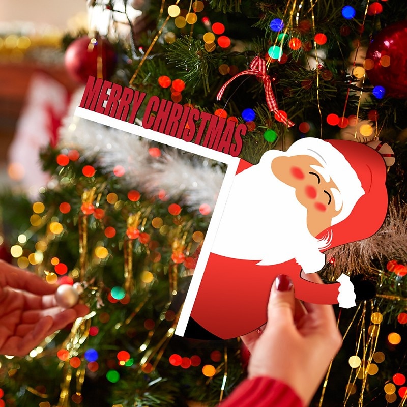 Christmas 3d Santa Claus Deer Car Wooden Door Corner Sticker Door Frame Holiday Decoration Wall Sticker Colored Wood Board4