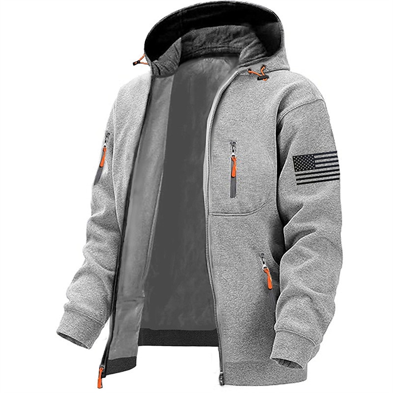 Men's Graphic Prints National Flag Hoodies Long Sleeve Sweatshirts  Hooded Fashion Daily Vacation Going out Spring &  Fall Navy Blue Dark Gray Gray Clothing Apparel Designer S M L XL 2XL 3XL2
