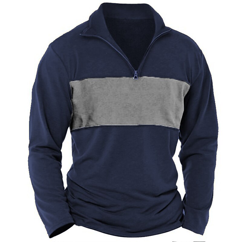 Men's T Shirt Tee Top Long Sleeve Shirt Long Sleeve Turndown Spring &  Fall Color Block Fashion Designer Basic Patchwork Vacation Street Going out Navy Blue Brown Army Green Top Tee for Men4