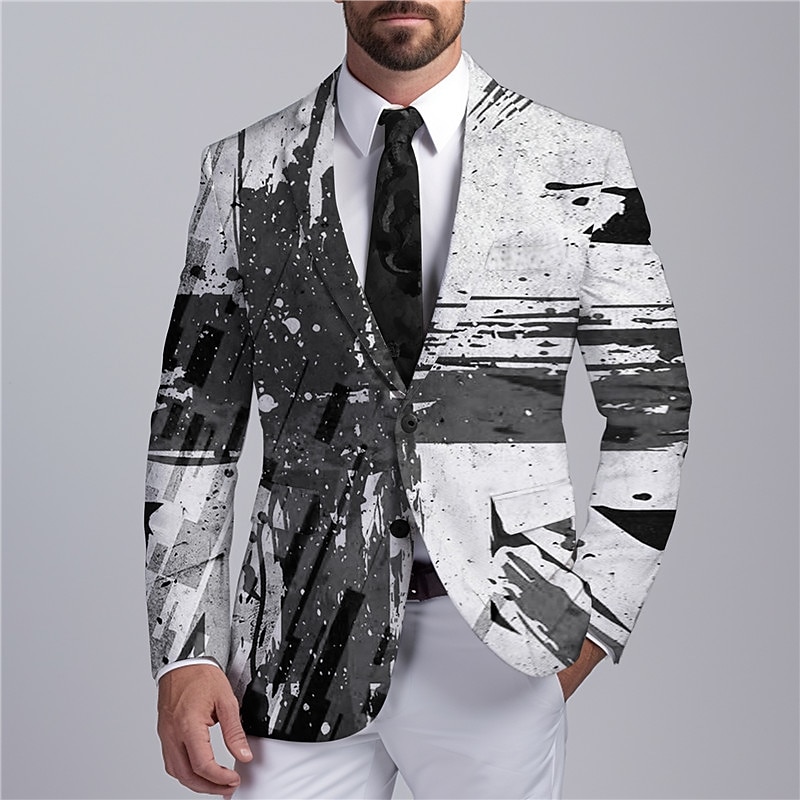 Men's Graffiti Long Sleeve Turndown Business Artistic Abstract Work Wear to work Going out Buttons Print Multi Pocket2