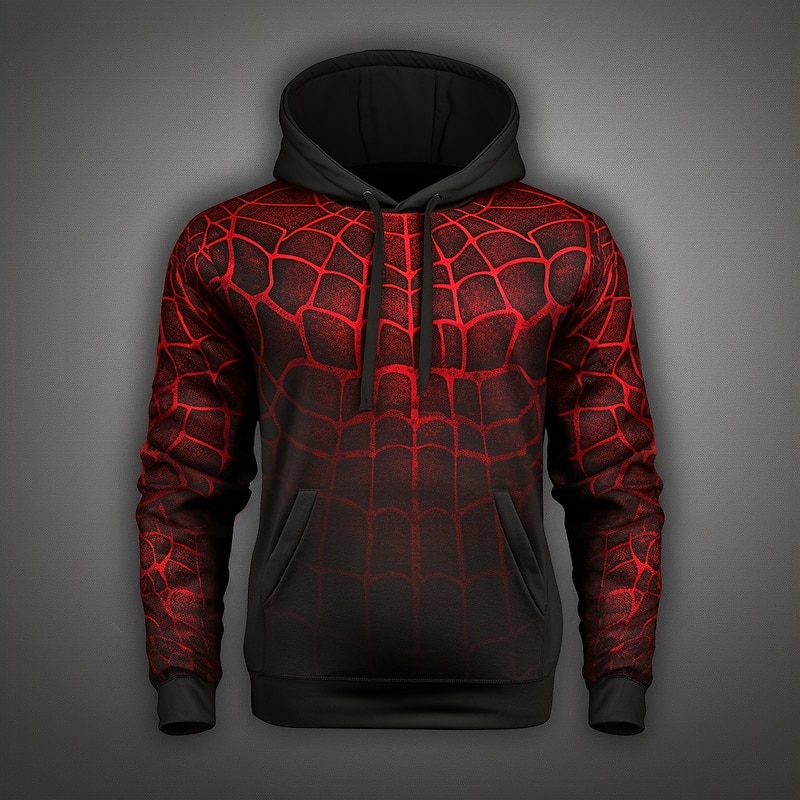 Men's Graphic Spiders Spider web Hoodie Hoodies Sweatshirt Fashion Daily Long Sleeve Hooded Vacation Sports Outdoor Holiday Black Grey Black Print Front Pocket Spring &  Fall Designer4