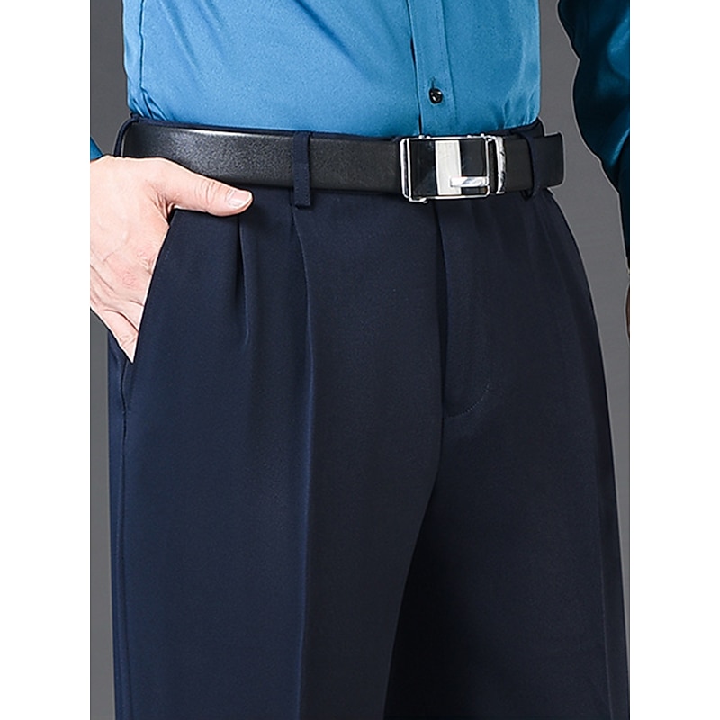 Men's Dress Pants Trousers Suit Pants Pocket Plain Comfort Breathable Outdoor Daily Going out Fashion Casual Black Khaki2